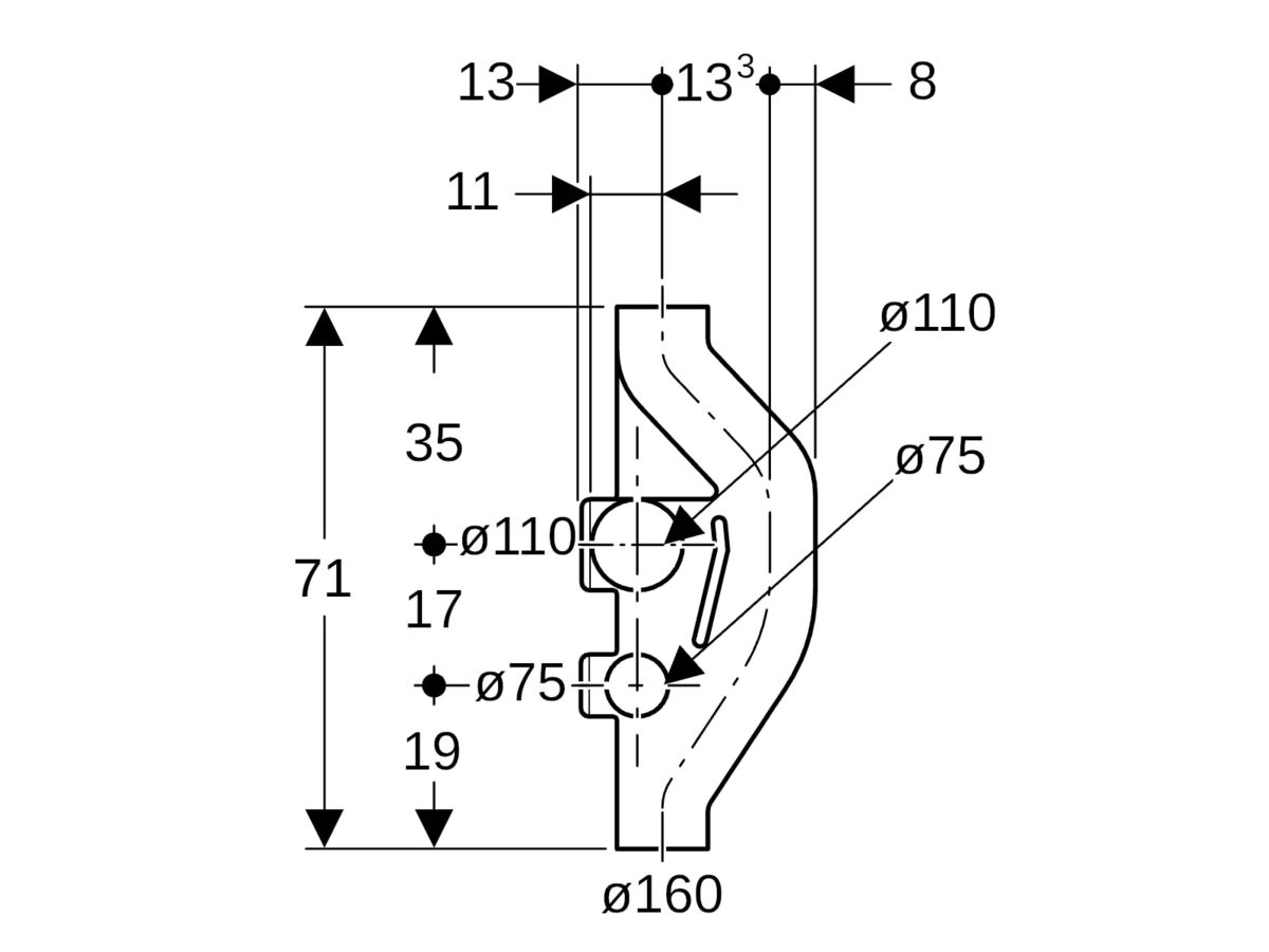 Geberit Sovent Fiting PE-HD D160/160/75 17l/s
