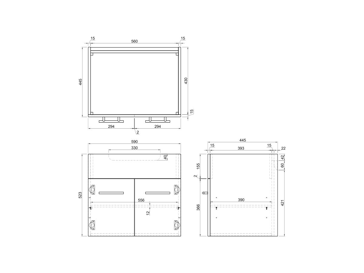Posh Bristol MK2 600mm Wall Hung Vanity Unit Centre Bowl