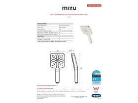 Specification Sheet - Mizu Soothe Handpiece Only 3 Function Brushed Nickel (5 Star)