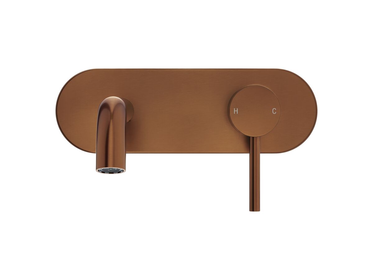 Supporting Image 2 - Mizu Drift Wall Basin / Bath Mixer Set with Curved Spout Kit Brushed Bronze (6 Star) Lead Free - Front