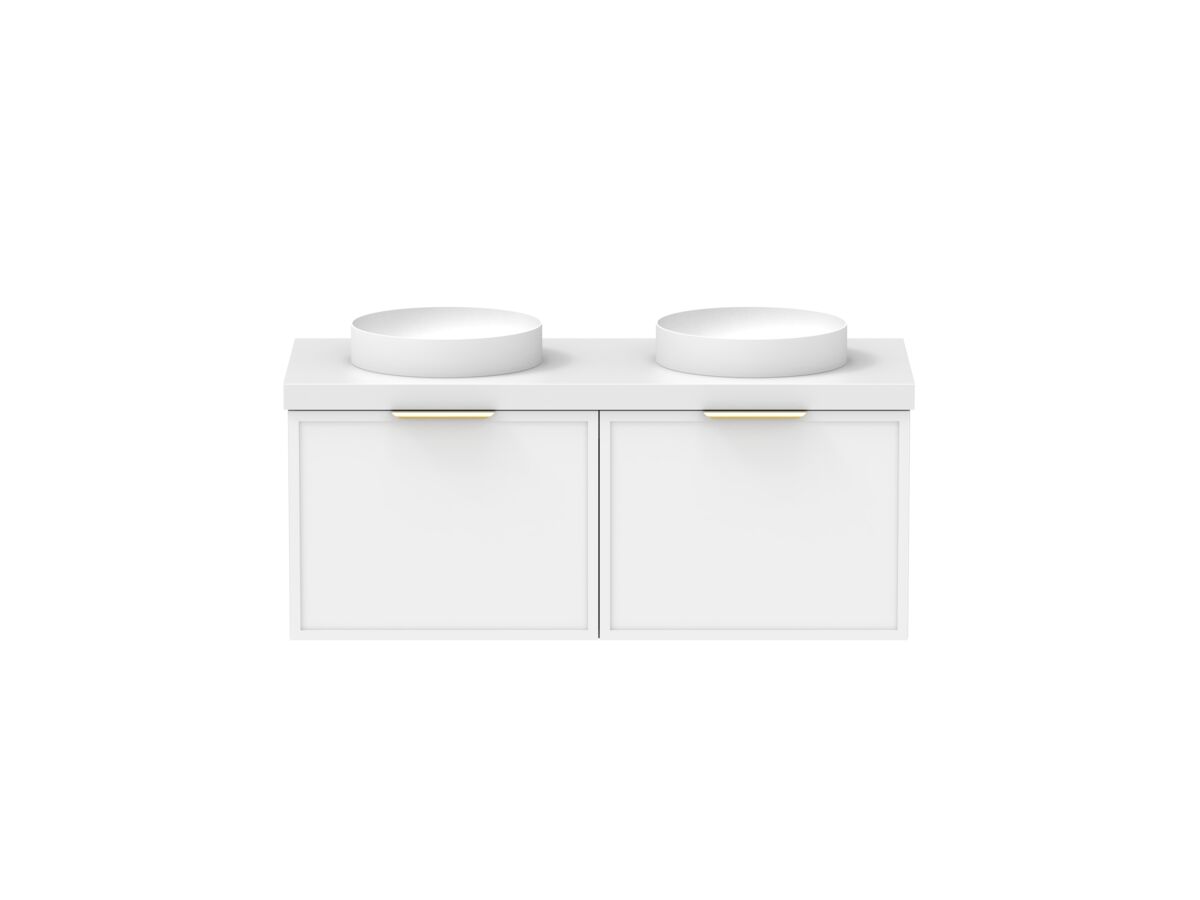 Supporting Image - Kado Lux Slim All Drawer 1200mm Wall Hung Vanity with Double Basin 50mm Top Matte White