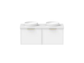 Supporting Image - Kado Lux Slim All Drawer 1200mm Wall Hung Vanity with Double Basin 50mm Top Matte White