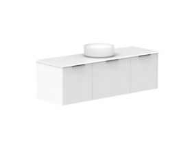 Supporting Image 2- Kado Neue Fluted Square All Drawer 1500mm Wall Hung Vanity with Centre Basin 20mm Top Ultra White
