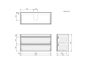 Technical Drawing - Posh Domaine Twin 1200 Wall Hung Cherry Pie