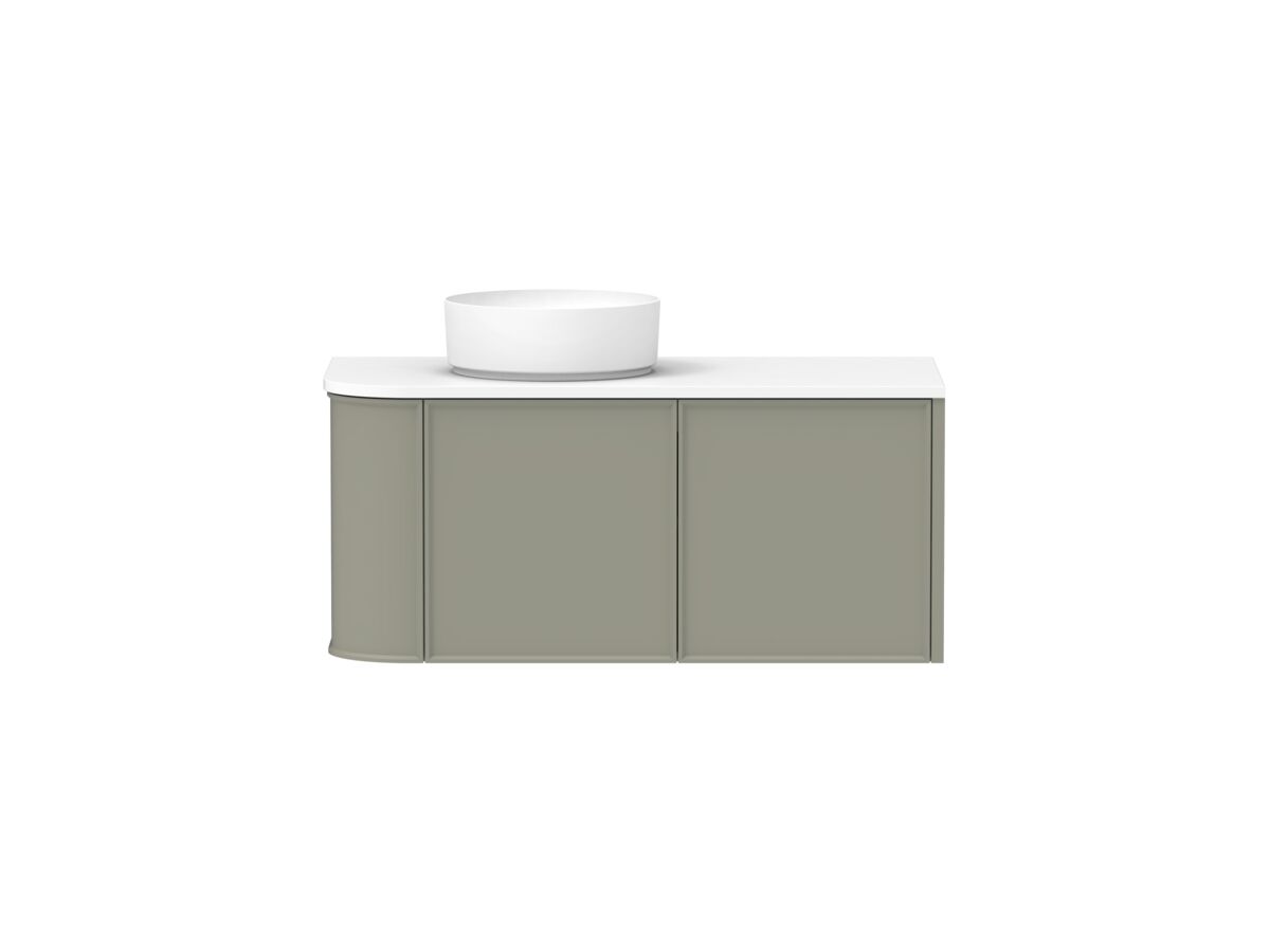 Hero - Kado Era Single Curve All Door 1050mm Wall Hung Vanity with Left Hand Basin 20mm Top Wolfram Green