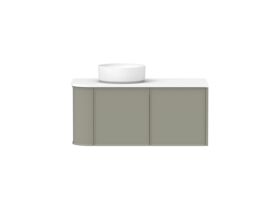 Hero - Kado Era Single Curve All Door 1050mm Wall Hung Vanity with Left Hand Basin 20mm Top Wolfram Green
