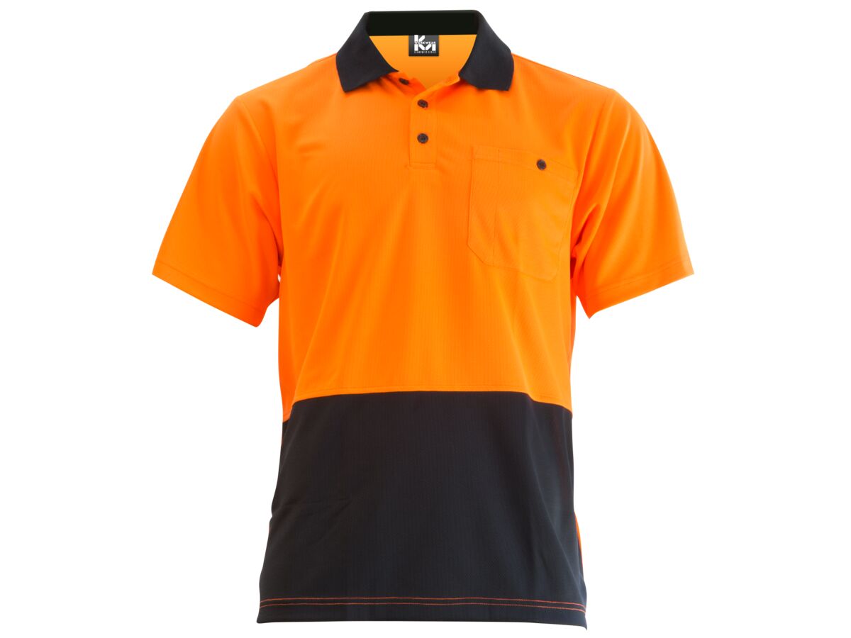 Mak Workwear SS Polo Orange/Navy S