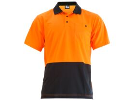 Mak Workwear SS Polo Orange/Navy S