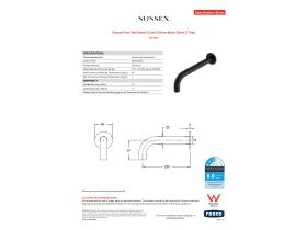 Specification Sheet - Sussex Pure Wall Basin Outlet 250mm Matte Black (3 Star)