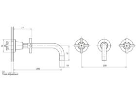 Phoenix Gen X Bath Set 200mm Curved Outlet Cross Ceramic Disc Chrome