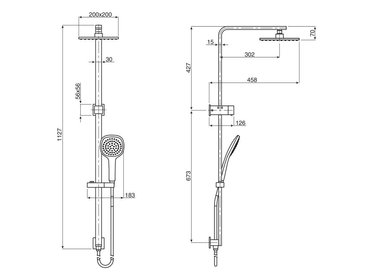 Mizu Bloc MK2 Twin Waterrail 200mm ABS Overhead (3 Star)