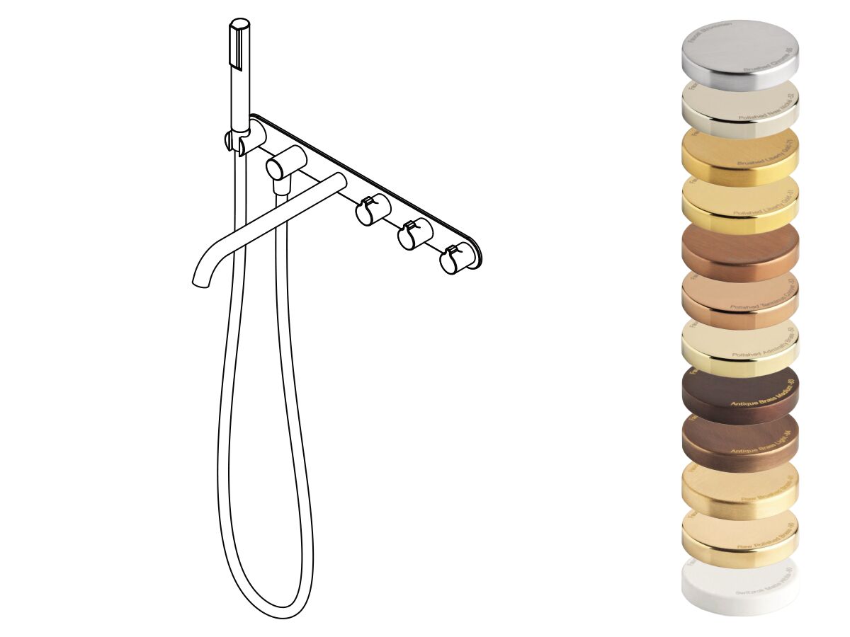 Hero - Faucet Strommen Vara Fin Wall Bath Tap Set with Handshower Specialty Finish (3 Star) Lead Free