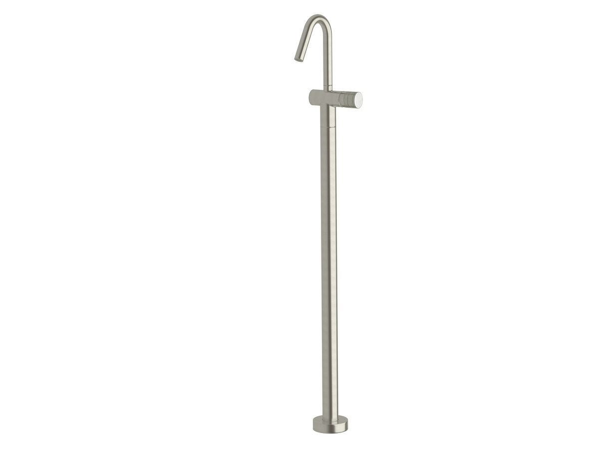 Sussex Pure Floor Mounted Basin Mixer Tap with Cirque Textured Handle PVD Brushed Nickel (5 Star)
