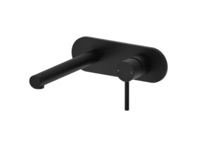 Mizu Drift Wall Basin/Bath Mixer Set Straight Spout Matte Black (6 Star)