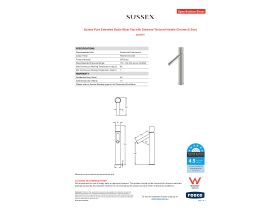Specification Sheet - Sussex Pure Extended Basin Mixer Tap with Diamond Textured Handle Chrome (6 Star)