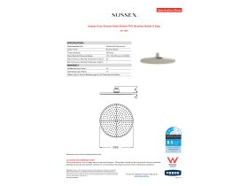 Specification Sheet - Sussex Pure Shower Head 250mm PVD Brushed Nickel (3 Star)