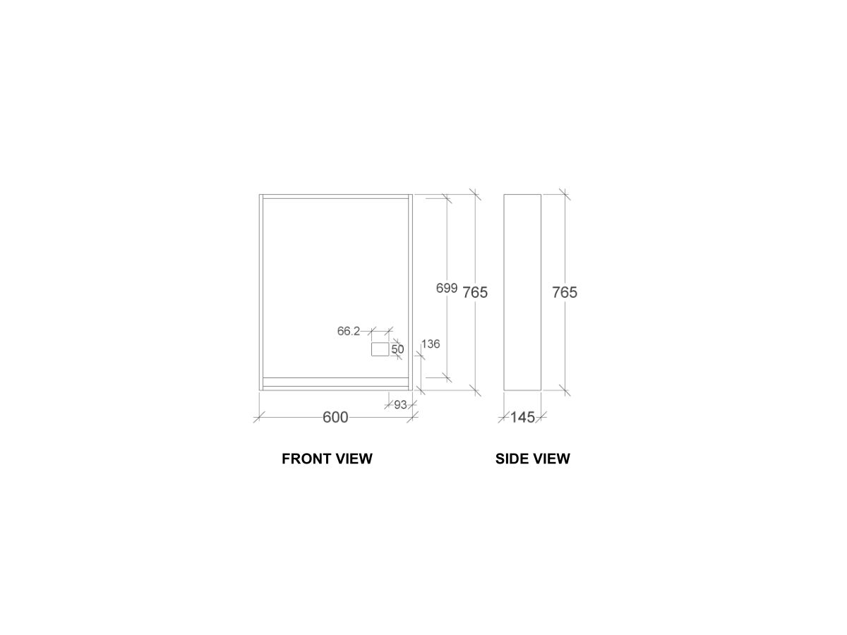 Kado Aspect 600mm Mirror Cabinet One Door
