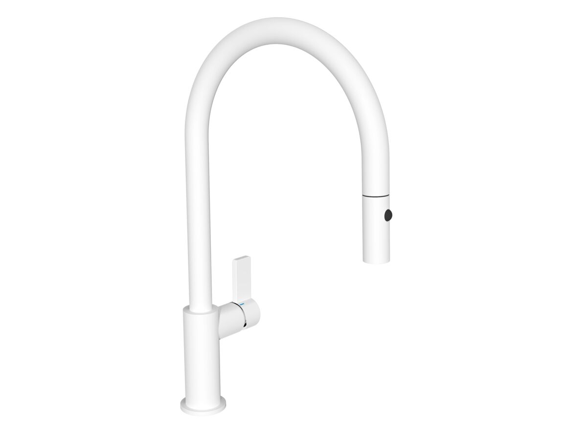 Hero - Nobili Flag Gooseneck Pull Out Sink Mixer Tap Matte White (4 Star)