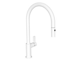 Hero - Nobili Flag Gooseneck Pull Out Sink Mixer Tap Matte White (4 Star)
