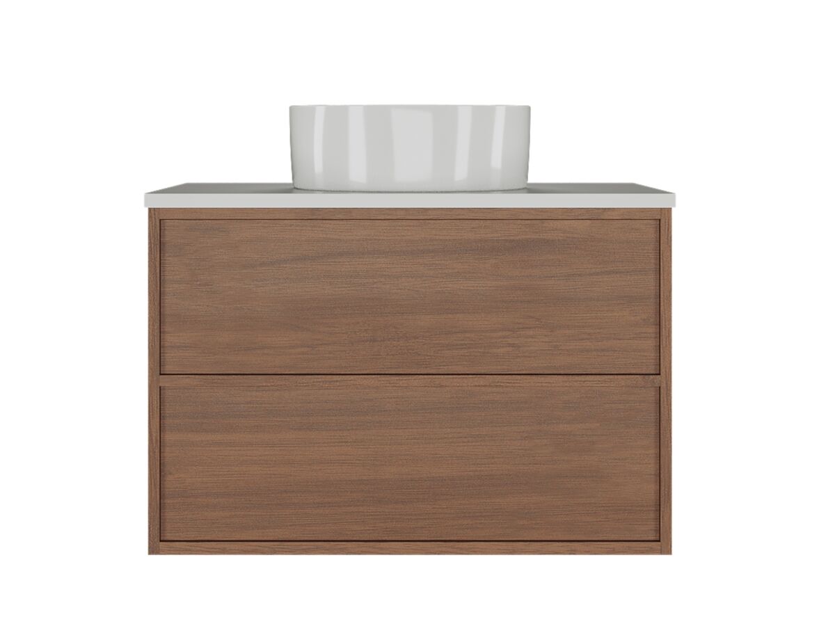 Supporting Image - Kado Aspect Wall Hung Vanity Unit 750mm 2 Drawer Corian 20mm Top - Florentine Walnut