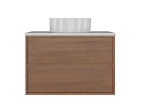 Supporting Image - Kado Aspect Wall Hung Vanity Unit 750mm 2 Drawer Corian 20mm Top - Florentine Walnut