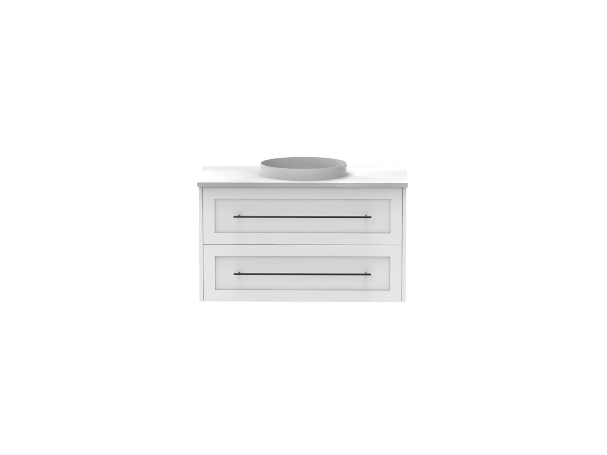 Supporting Image - Kado Lux All Drawer 900mm Wall Hung Vanity Centre Basin 20mm - White - Front