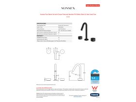Specification Sheet - Sussex Pure Basin Set with Cirque Textured Handles PVD Matte Black (5 Star) Lead Free