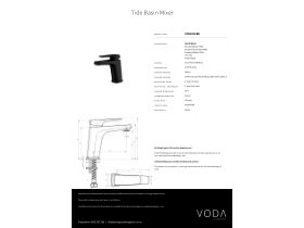 Specification Sheet - Voda Tide Basin Mixer Matte Black (4 Star) Lead Free