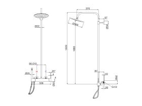 Milli Inox Wall Mount Twin Rail Shower with 300mm Overhead Stainless Steel (3 Star)
