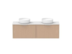 Supporting Image - Kado Lux Slim All Drawer 1500mm Wall Hung Vanity with Double Basin Durasein 12mm Top Blonde Oak