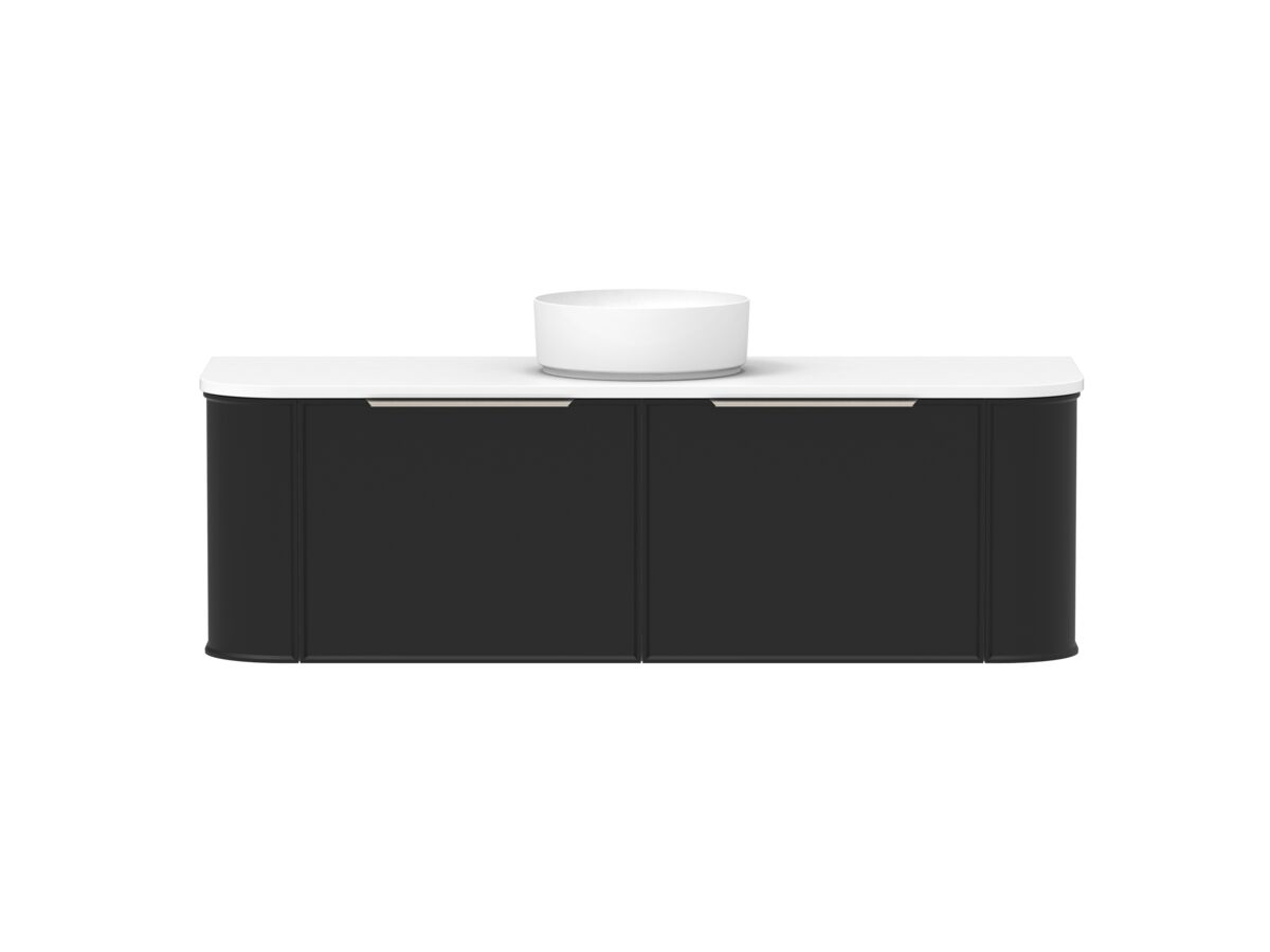 Supporting Image - Kado Era Double Curve All Drawer 1500mm Wall Hung Vanity with Centre Basin 20mm Top Matte Black