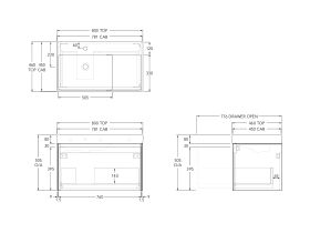 Roca Ona Vanity All Drawer Single Left Hand Bowl 800mm