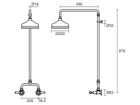 Posh Canterbury Exposed Shower Set Lever Porcelain Handles (3 Star