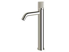Sussex Pure Extended Basin Mixer Tap Curved Spout with Linear Textured Handle Chrome (5 Star)