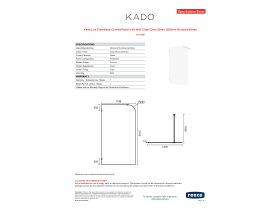Specification Sheet - Kado Lux Frameless Curved Panel with Wall Clips Clear Glass 1200mm Brushed Brass