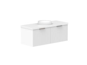 Supporting Image 2- Kado Neue Fluted Square All Drawer 1200mm Wall Hung Vanity with Centre Basin 50mm Top Ultra White