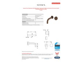Specification Sheet - Sussex Pure Progressive Wall Basin Mixer Tap System 160mm with Diamond Textured Handle PVD Brushed Bronze (3 Star)