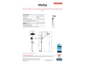 Specification Sheet - Mizu Drift Twin Rail Shower with 300mm ABS Overhead with Top Rail Water Inlet Matte Black (3 Star)