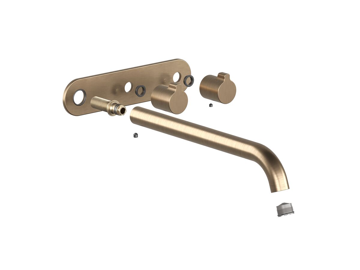Hero - Faucet Strommen Vara Fin Wall Basin / Bath Hostess Tap System Right Hand 250mm Trimset Discovery Bronze (6 Star) Lead Free