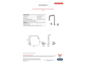 Specification Sheet - Sussex Scala Hob Spa Set Square Chrome Lead Free