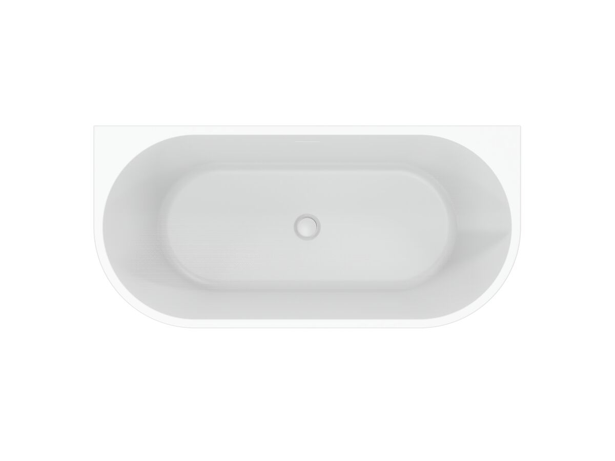 Supporting Image - Posh Solus Back to Wall Freestanding Bath 1600mm with Overflow Matte White - Top View