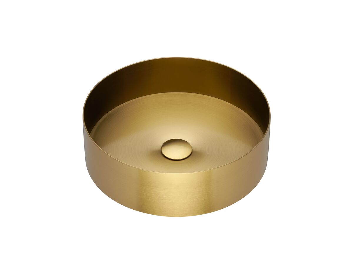 Kado Aspect Stainless Steel Basin Round 400mm with Plug & Waste Brushed Gold