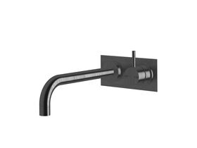 Sussex Scala 25mm Curved Wall Basin Mixer Tap System Right Hand Mixer Tap 250mm Outlet LUX PVD Brushed Smoked Gunmetal (6 Star)