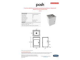 Specification Sheet - Posh Solus MK2 45 Litre Standard Laundry Trough and Cabinet 1 Taphole with Bypass & Overflow Stainless Steel
