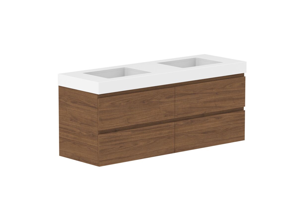 Supporting Image - Posh Domaine 1500mm Wall Hung Twin Vanity Unit All-Drawer Double Bowl 90mm Top