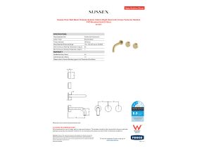 Specification Sheet - Sussex Pure Wall Basin Hostess System 160mm Right Hand with Cirque Textured Handles PVD Brushed Gold (3 Star)