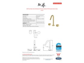 Specification Sheet - Milli Pure Basin Set with Diamond Textured Handles PVD Brushed Gold (5 Star)