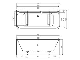 Posh Domaine Back to Wall Freestanding Bath 1700 x 750mm White