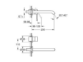 GROHE Essence Wall Bath Mixer Tap Set 230mm Brushed Nickel