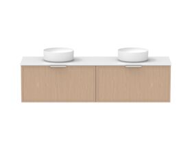 Supporting Image - Kado Lux Slim All Drawer 1800mm Wall Hung Vanity with Double Basin 20mm Top Blonde Oak